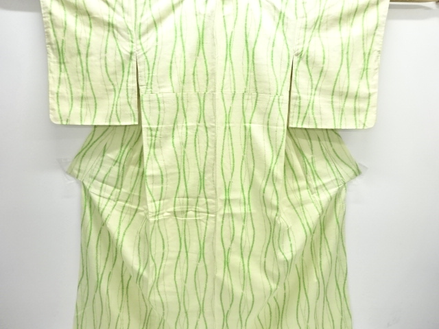 未使用品　よろけ縞模様織り出し手織り紬着物